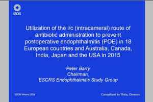 Utilization of the i/c (intracameral) route of antibiotic administration to prevent postoperative endophthalmitis (POE) in 18 European countries and Australia, Canada, India, Japan and the USA in 2015